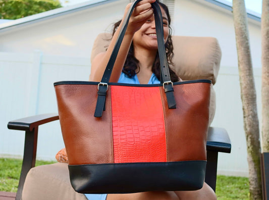 Fiesta Stripe Leather Tote