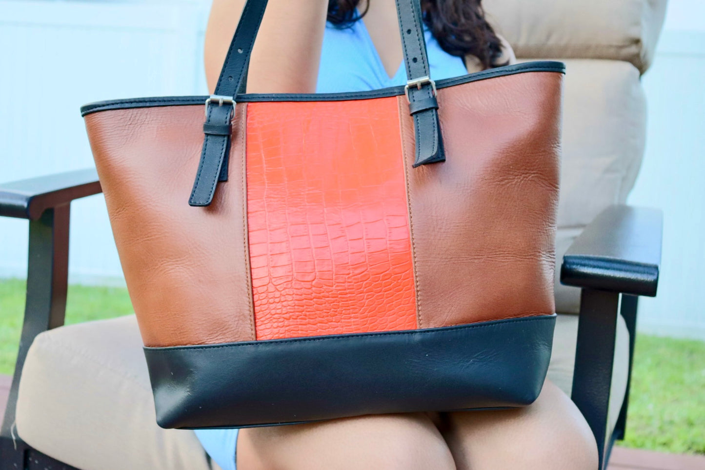 Fiesta Stripe Leather Tote