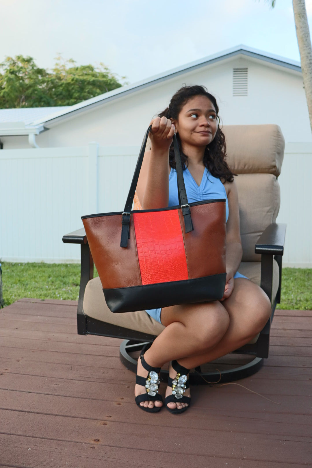 Fiesta Stripe Leather Tote